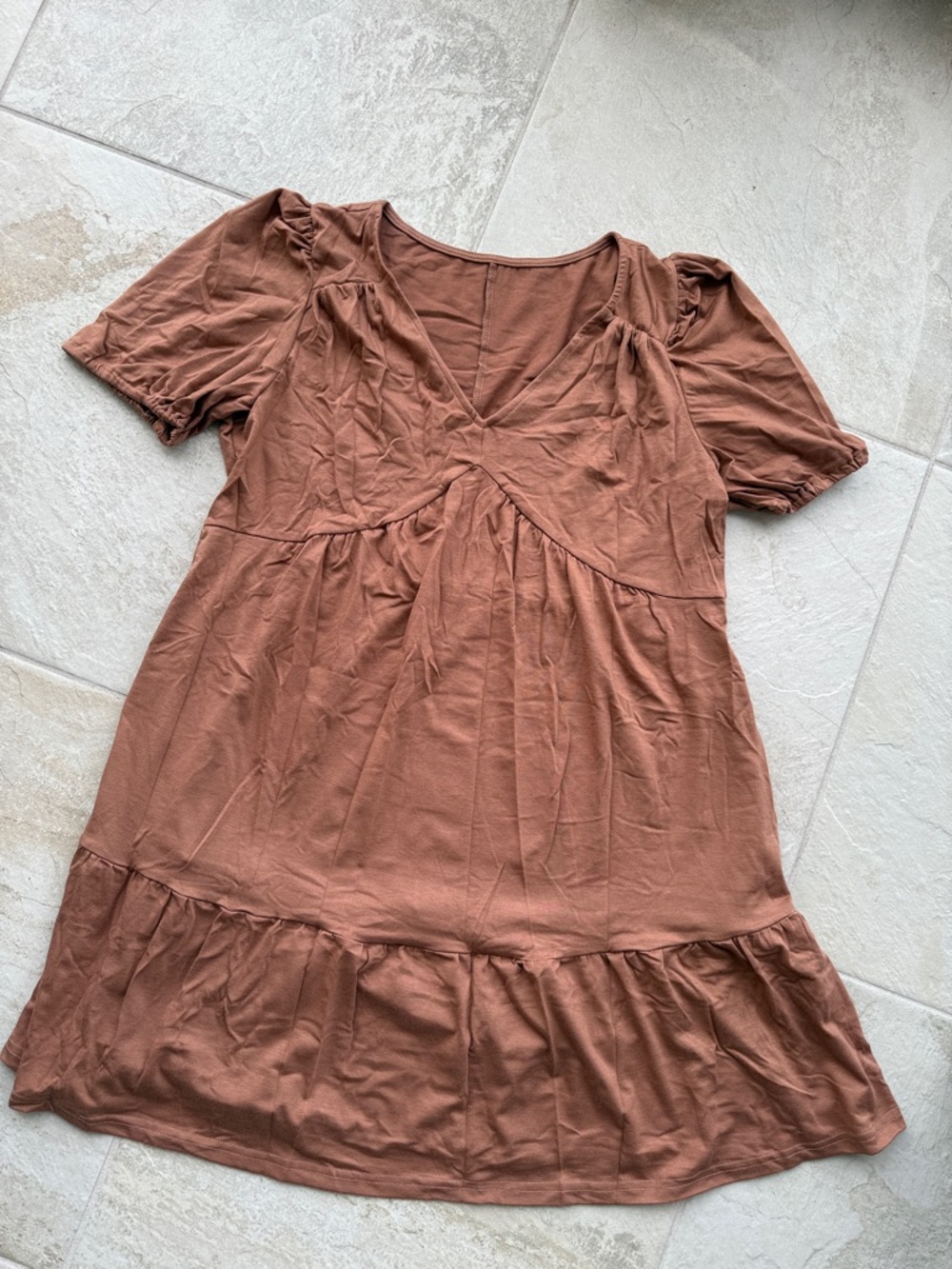 Amazon Women’s Rust Brown V-Neck Short Sleeve Dress